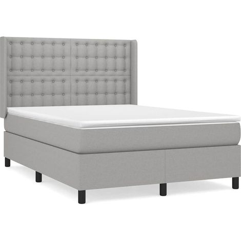 Maison Exclusive - Boxspringbett mit Matratze Hellgrau 140x190 cm (1/5)