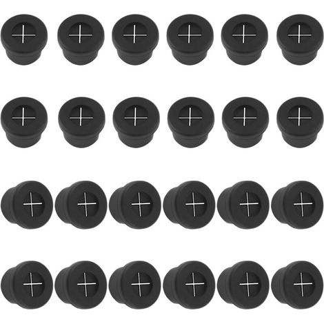 24 passacavi in gomma, mini copricavo, kit di gestione flessibile per cavi, ideale per altoparlanti, TV, scrivanie e altri dispositivi. (1/5)