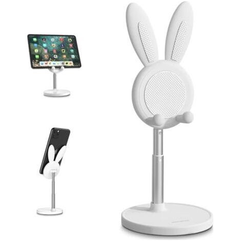 Support de téléphone de bureau en forme de lapin, couleur blanche, accessoire mignon pour bureau
