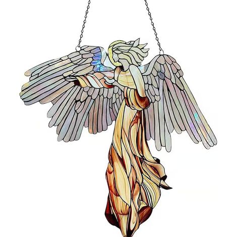 Décoration Murale Angel Acrylique Colorée 30 x 29 cm - Ornement Fenêtre Unique Protecteur Bien-être Famille - 1 Pièce (1/5)