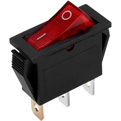 Interrupteur À Bascule - Bipolaire - 28 X 10 Mm - 250 V - 15 A - Rouge - 3 Bornes - 1 Pièce (1/4)