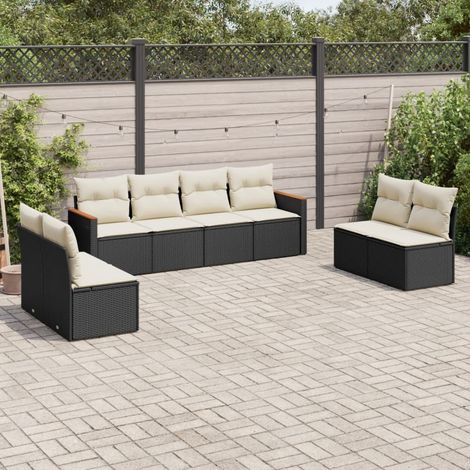 8-tlg. Garten-Sofagarnitur mit Kissen Schwarz Poly Rattan vidaXL (1/3)