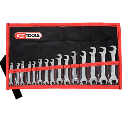 KS Tools 517.1700 Doppelmaulschlüssel-Satz,15°+75° 15-tlg.3,2-14mm