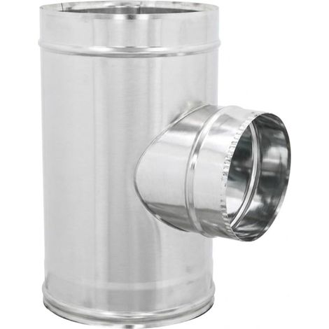 MAKA Raccordo a T 90° Codino MP Canna Fumaria Doppia Parete 50 Inox Ø 80 mm (esterno 180) (1/5)