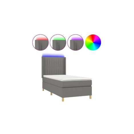Sommier à lattes de lit matelas LED Gris foncé 90x190 Tissu (1/5)
