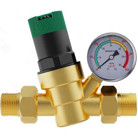 Réducteur de pression d'eau courante pour alimentation domestique et camping-car, vanne de régulation de pression rotative à 2 voies en laiton DN20 (1/5)