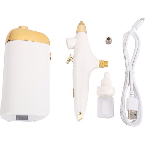 Appareil de beauté hydratant portable à injection d'oxygène, kit aérographe pour tatouage, pistolet pulvérisateur de peinture blanc. (1/5)