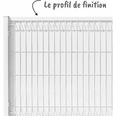 Profil pour grillage rigide - finition lames d'occultation 2 x 1.25m - RAL9010 - ALUHOME