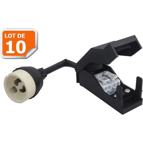 Lampesecoenergie – Lot de 10 douilles GU10 en céramique – Connecteurs automatiques 230V – Double connexion pour installation en série – Conforme CE et RoHS (1/3)