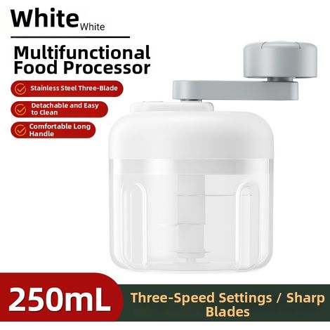Picadora de ajos manual multifuncional de 250 ml con tres velocidades, color blanco - OTROS