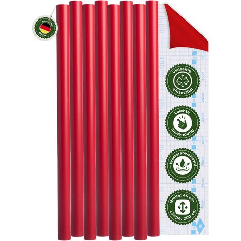 Klebefolie Klebefolie Möbel – Möbelfolie selbstklebend Rot 2er Set, 2 x 45 x 200 cm, zuschneidbar, rückstandsfrei entfernbar – Veluxis