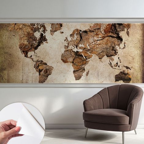 Papier peint autocollant avec imprimé pour décoration intérieure pour rénovation a motif Carte en bois 250x104 cm (1/5)