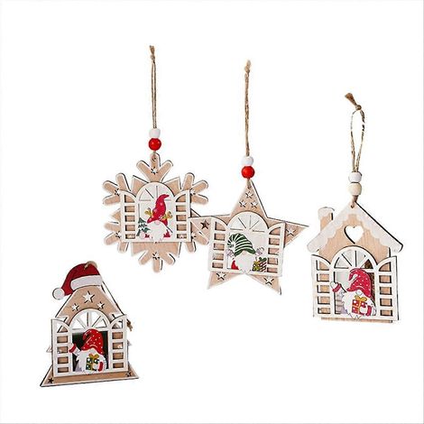 Déco de Noël Ornement Suspendu en Bois Étiquette Pendentif Sapin Décoration Festive pour Arbre (1/5)
