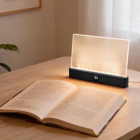 Wiederaufladbare LED-Leselampe – 3 Farben – Timer – Einstellbare Helligkeit – Vollflächige Ausleuchtung – Ideal zum Lesen vor dem Schlafengehen, für Kinder und Bücherliebhaber (Schwarz) (1/4)