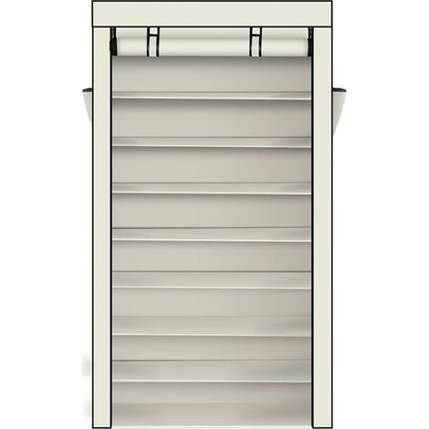 Rack à chaussures à 10 étages avec housse anti-poussière Rangement de chaussures pour placard Organisateur Beige (1/5)