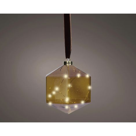 Lumineo LED Hänger batteriebetrieben Glas Ø 15 x 15 cm warmweiß braun