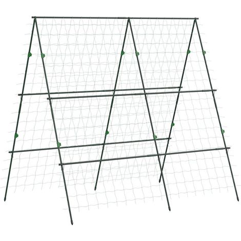 Verstellbare Kletterpflanzenstütze aus lackiertem Stahl mit Netz für den Gemüsegarten, geeignet für Gurken- und Erdbeerpflanzen (1/5)