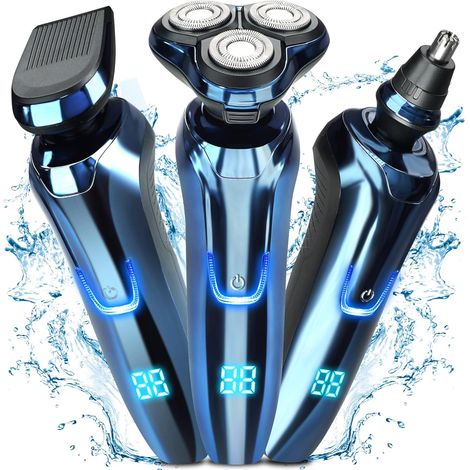 Cordless Electric Shaver IPX7 Waterproof for Men, 120 Minute Shaving with Precision Trimmer, Nose Hair Trimmer, LED Display, Travel Lock (1/5)