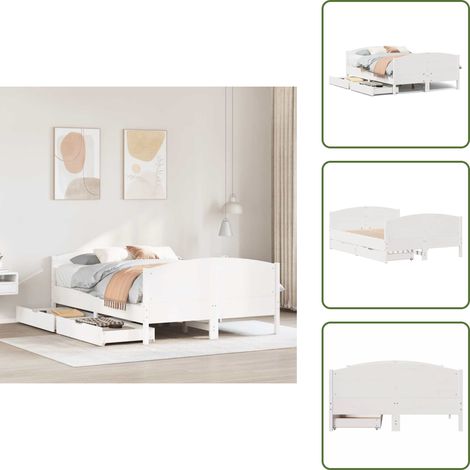 Letto con testiera - vidaXL Letto senza Materasso Bianco 150x200 cm Legno Massello di Pino - Letto con base a doghe