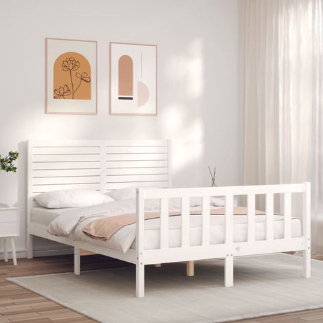 Bed Frame without Mattress White 120x200 cm Solid Wood Pine vidaXL (1/5)