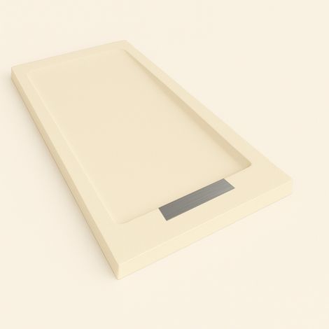 Duschwanne Steen mit Rahmen Farbe Creme RAL 1013 70x140cm Abdeckung Edelstahl