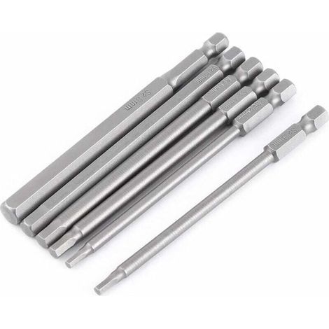 Set of 6 100mm H2.5-H8 1/4" Magnetic Screwdriver Bits Extension Hex Shank (1/4)