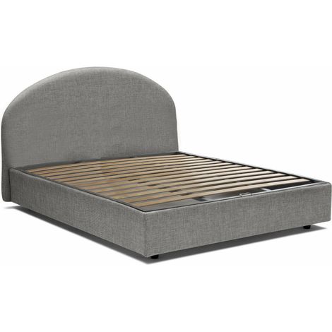 Dmora - Doppelbett Dbonade, Containerbett mit Stoffbespannung, 100% Made in Italy, Frontöffnung, passend für Matratze 160x190 cm, Grau