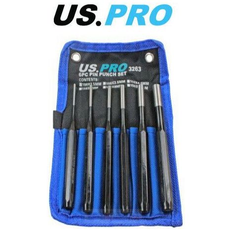 US Pro Pin Punch Set 6pc Pin Nail Centre Punch PIN Punch 2.5mm - 10mm 3263