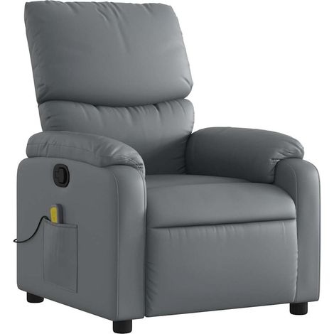 Sillón de relajación TV función masaje reclinable 6 puntos de masaje en PVC gris DEC026970 (1/5)