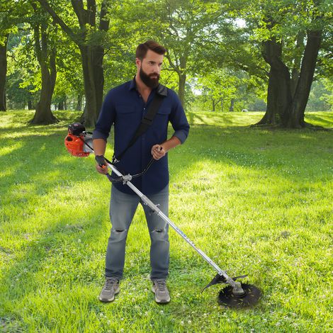 Gas Weed Trimmer, 42.7cc 2 Stroke Petrol Brush Cutter Multifunctional Garden Trimming Tool with 3 Cutting Heads, U Handle & Shoulder Strap for Garden Park Backyard Grass Clearing (1/5)