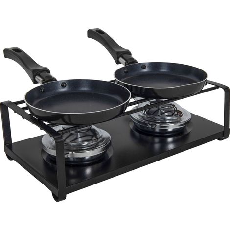 Spetebo – Appareil à raclette sans électricité pour 2 personnes – Mini set 5 pièces – Poêlons ronds antiadhésifs – Pour camping et pique-nique