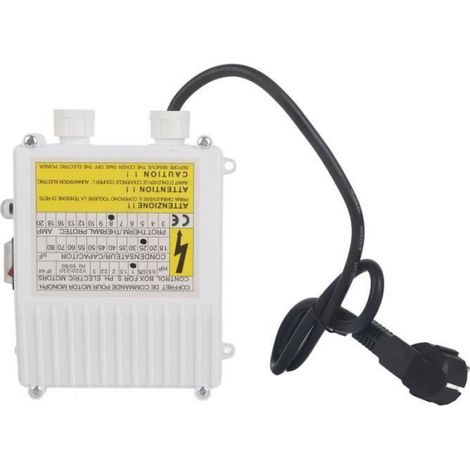 Boîtier De Commande De Pompe - 0,75 Kw - 1 Hp - Condensateur 40 µf - Disjoncteur Thermique Intégré - Prise UE 220 V - 1 Pièce (1/4)