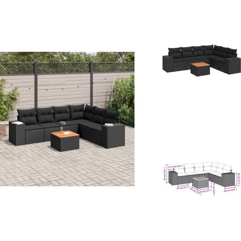 Salon de jardin 7 pcs avec coussins noir résine tressée - Ensemble Salon De Jardin - Meuble Extérieur - Jardin Design - Mobilier De Jardin - Chaise Lounge (1/3)