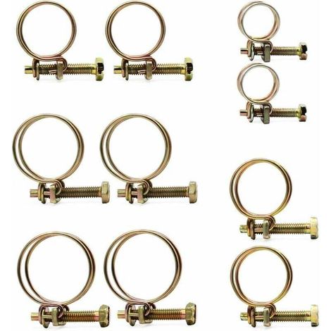 50 PCS Double Adjustable Pipe Clamps, Double Wire Pipe Clips, Steel Wire Tube Pipe Clamp Screw Assortment Kit (1/5)