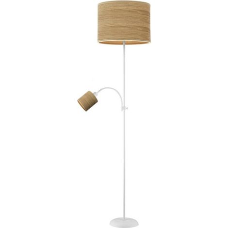 FABRILAMP Boden FABRILAMP Wohnzimmer Armonia 1xe27 1xe14 Weiß-weißes Holz/helles Holz/Lesegerät 155x40x40 Cm (1/2)