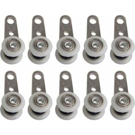 Lot de 10 Roulettes pour baies vitrées ou portes coulissantes - En métal et en plastique - 4,5 X 1,9 Cm (1/5)