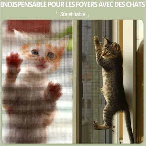 Moustiquaire Fenêtre Chat pour Protection Fenetre Chat sans Percer, 120 x 150cm Moustiquaire Chat Solide et Recoupable pour Fenêtre Anti Moustique Anti Insecte Protege Chats