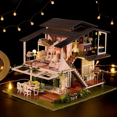 Maison de Poupée Miniature en Bois Romantique - Meubles 3D pour Jardin de Poupée - Cadeau Créatif (1/5)