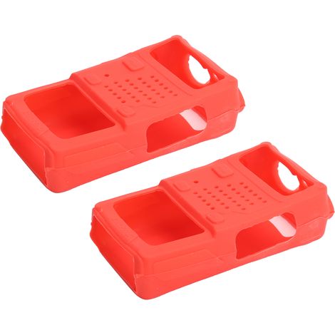 2PCS Housse de Protection Souple en Silicone pour Talkie-Walkie Baofeng UV5R (Rouge) (1/5)