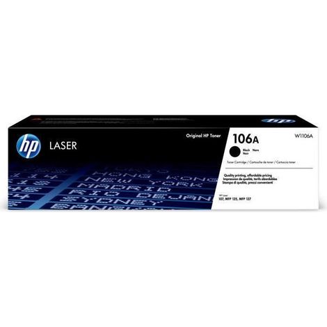 HP 106A Cartouche de toner noir authentique (W1106A) pour imprimantes HP Laser 107 et multifonctions HP laser 135/137