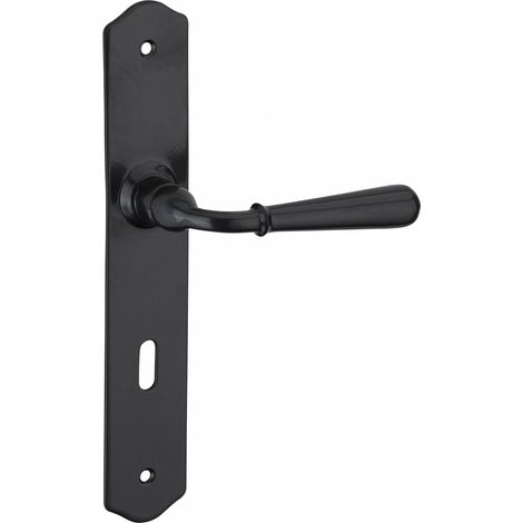 Thirard – Poignée de porte d'entrée à cylindre – Acier patiné – Entr'axe 195 mm – Carré 7 mm – Trou de clé pour installation facile (1/4)
