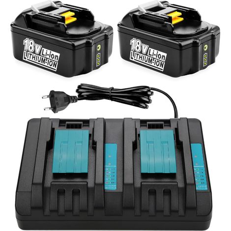 2 Pièce 18V 5.5Ah Batterie et Chargeur pour Batterie 18V 5ah Remplacement pour BL1850 BL1850B BL1840 BL1830 BL1820 BL1815 avec Chargeur DC18RD DC18RC (1/5)