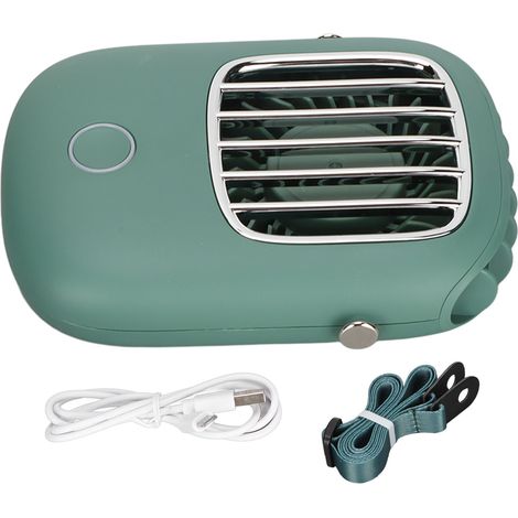 Ventilateur de cou portable USB rechargeable 3 vitesses, flux d'air vertical mains libres avec cordon ajustable vert (1/5)