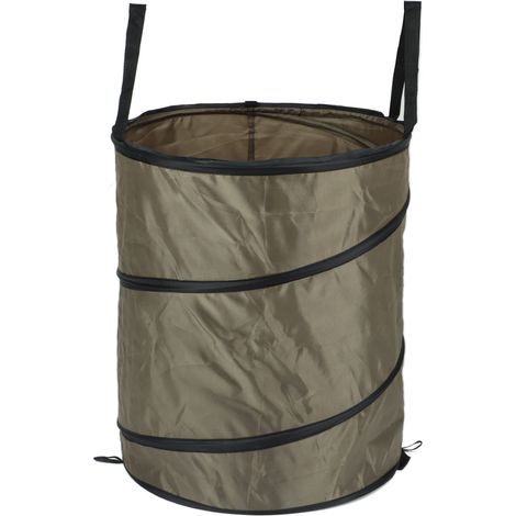 Sac à déchets pliable imperméable en toile Oxford brun foncé, portable pour camping, balcon et jardin. (1/5)