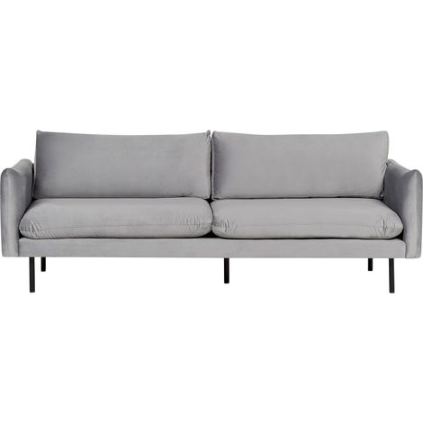 Divano moderno in velluto grigio a 3 posti con Gambe nere Vinterbro