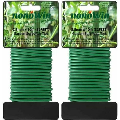 Stück x 10 m, insgesamt 20 m, Pflanzenbinder aus weichem Gummi, wiederverwendbarer Draht, robuste Pflanzenstütze für Gartenbäume, Tomaten, Weinreben, Kletterpflanzen, Grün (1/4)