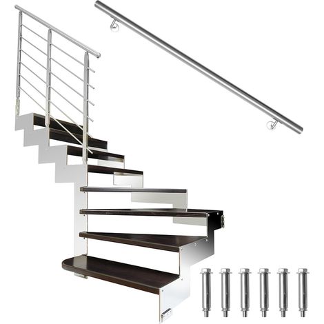 TolleTour Corrimano inox 140 cm Ø42 mm in acciaio inox 304, ringhiera a parete spazzolata per scale balcone terrazza interno esterno (1/5)