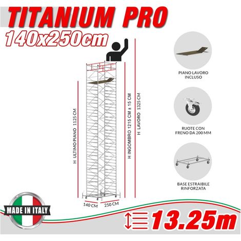 Trabattello TITANIUM PRO Altezza lavoro 13,25 metri
