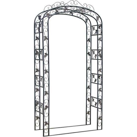 Arco da giardino supporto decorativo 240x120 cm per piante rampicanti metallo nero 100008909
