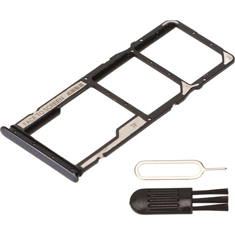 Support Double SIM Porte-Carte SIM en Plastique avec Épingle pour Xiaomi Redmi Note 10 Noir (1/5)